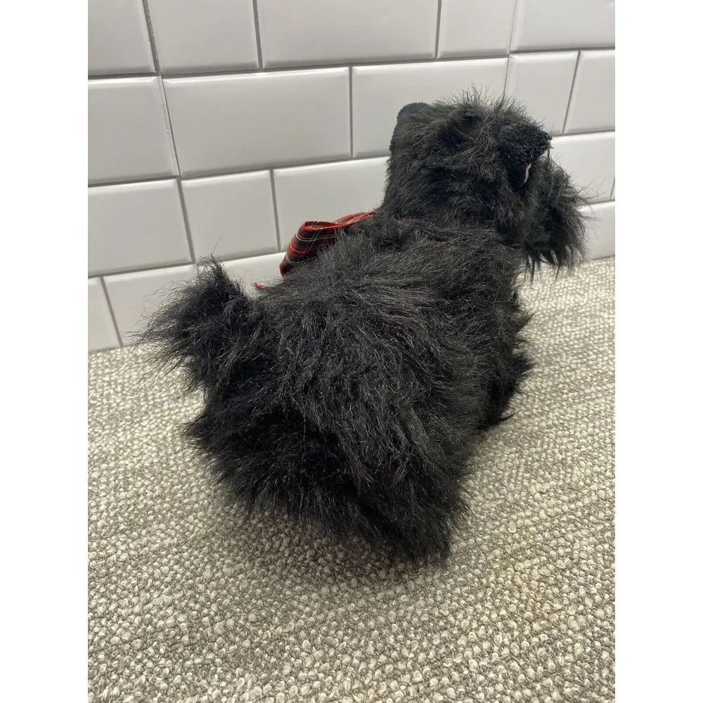 Emotions‎ VTG Scottie Terrier Plush Puppy Dog Tush Tag Attached Black W Bow HG3